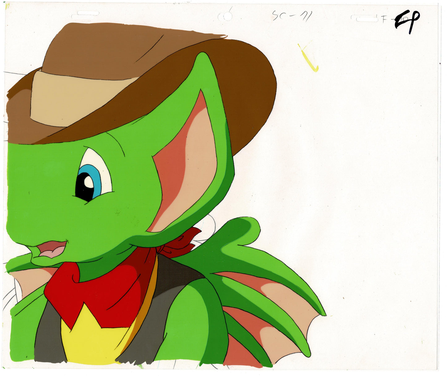 Pocket Dragon Adventures DIC production animation cel with stuck drawing 1998 Real Musgrave dep