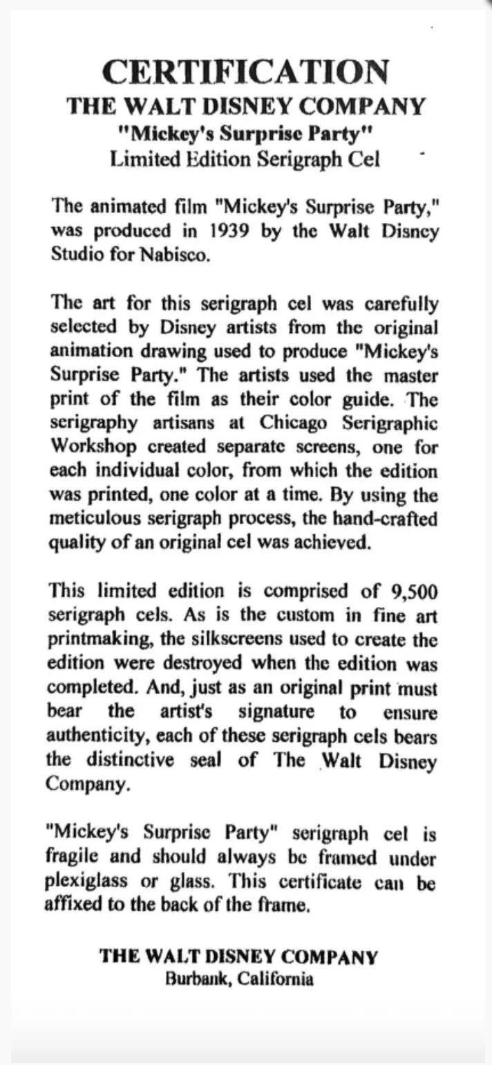 Mickey Mouse and Minnie Mouse Walt Disney Serigraph Limited Cel Signed by Frank Thomas and Ollie Johnston