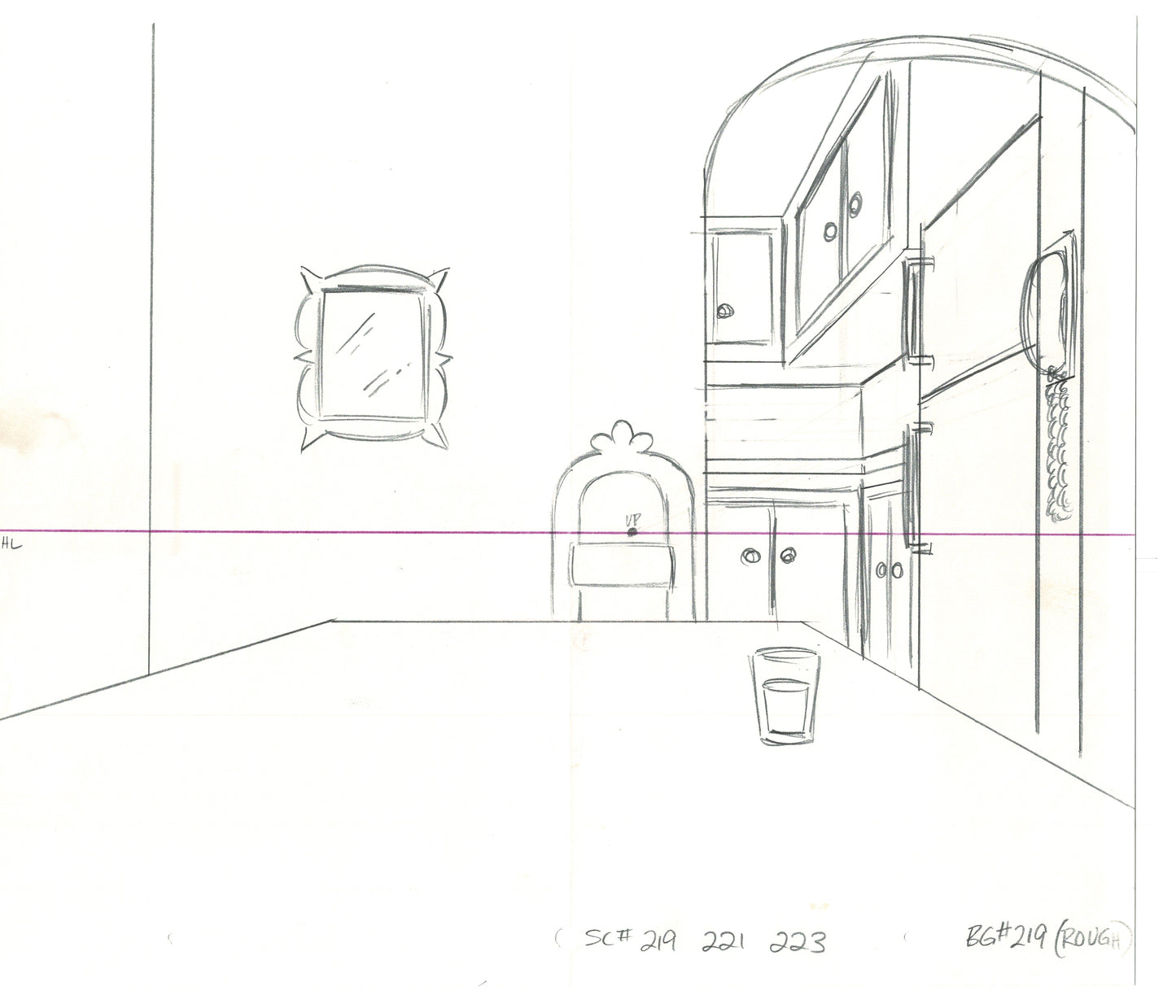 The Simpsons Original Production Animation Background Drawing Fox BK-002