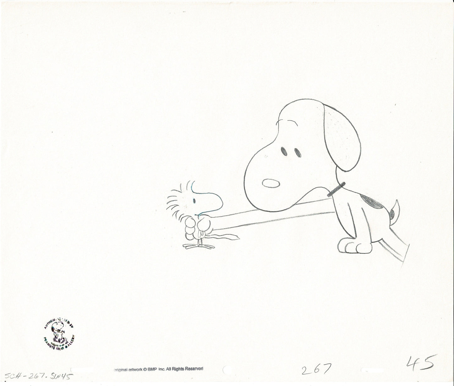 Snoopy Come Home with Woodstock Production Animation Cel with Drawing 1972 from Charles Schulz Peanuts Melendez Studio 45