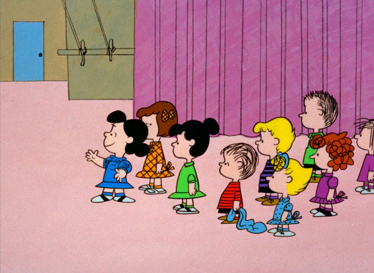 A Charlie Brown Christmas Production Animation Cel of Lucy Introducing Charlie Brown from 1965 Charles Schulz Peanuts Melendez Studio