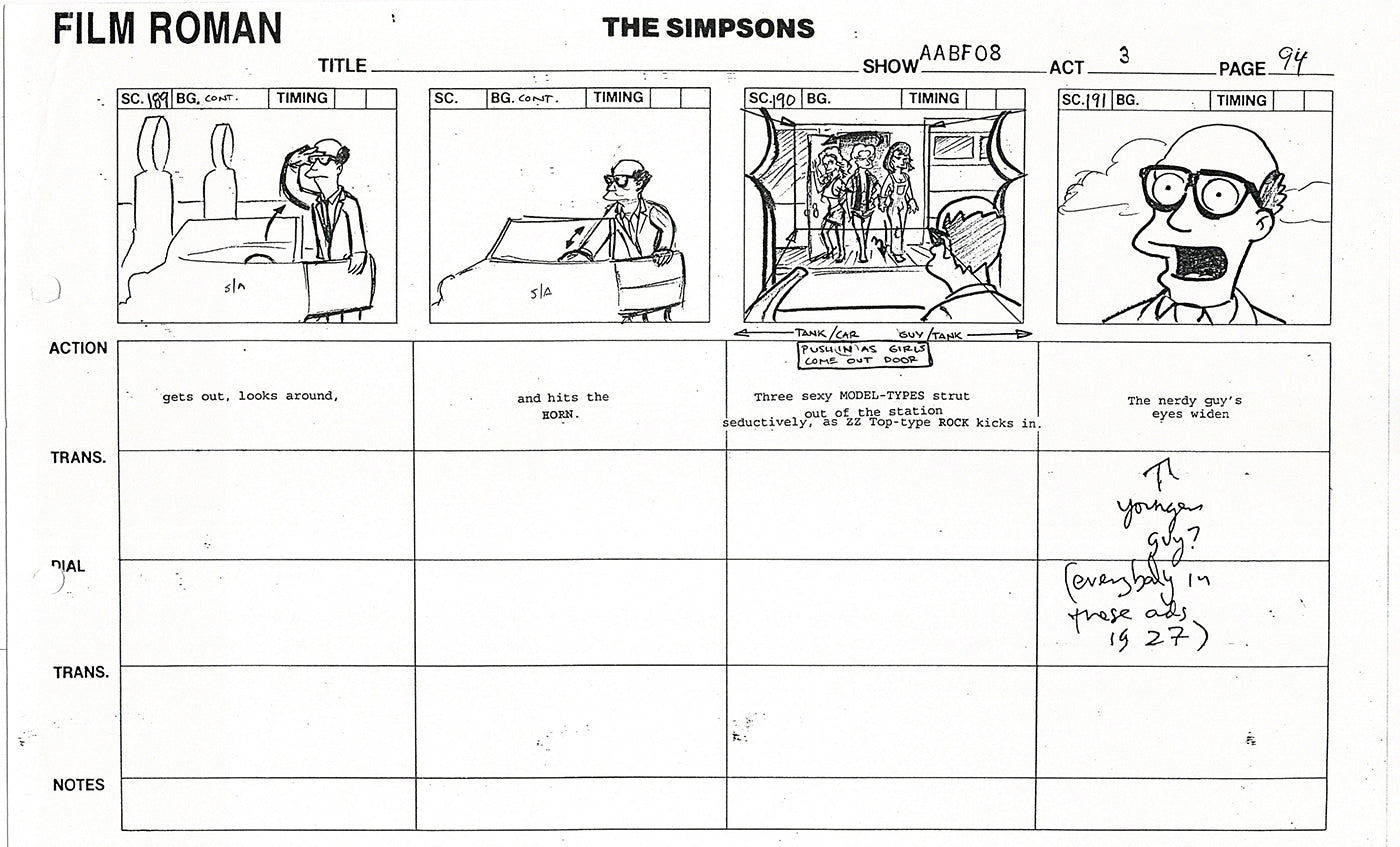 The Simpsons Production Animation Storyboard Copy Fox 1999 AS-03
