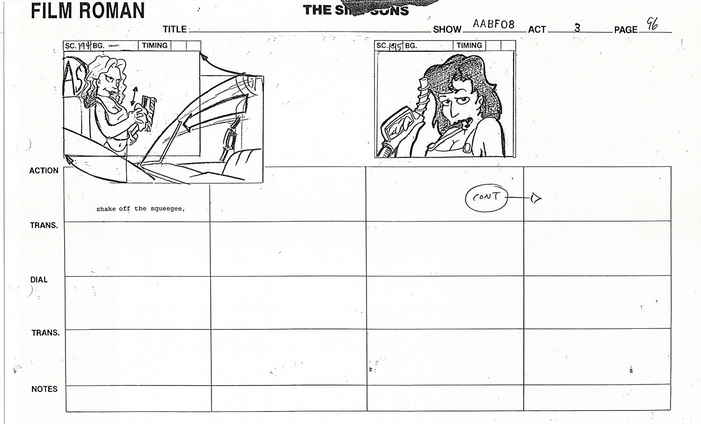 The Simpsons Production Animation Storyboard Copy Fox 1999 AS-05