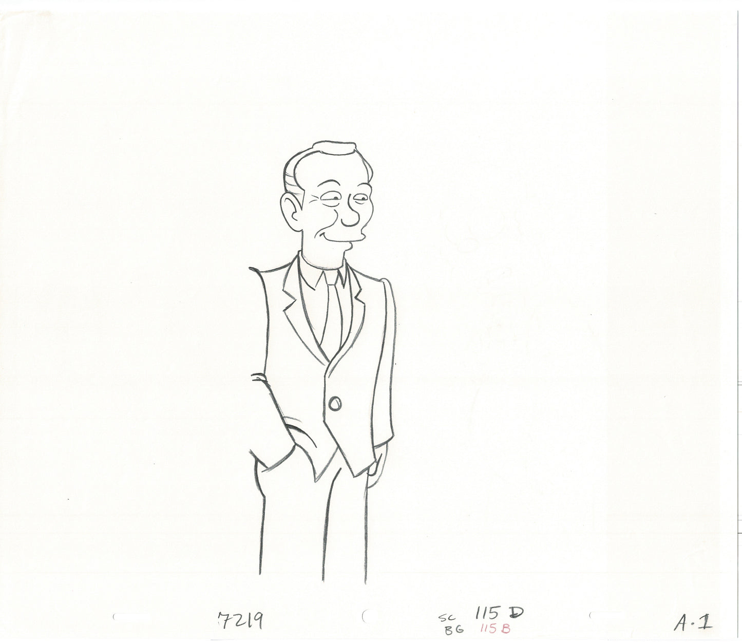 The Simpsons Carson Original Production Animation Cel Drawing likely from the 1990s Fox B-006
