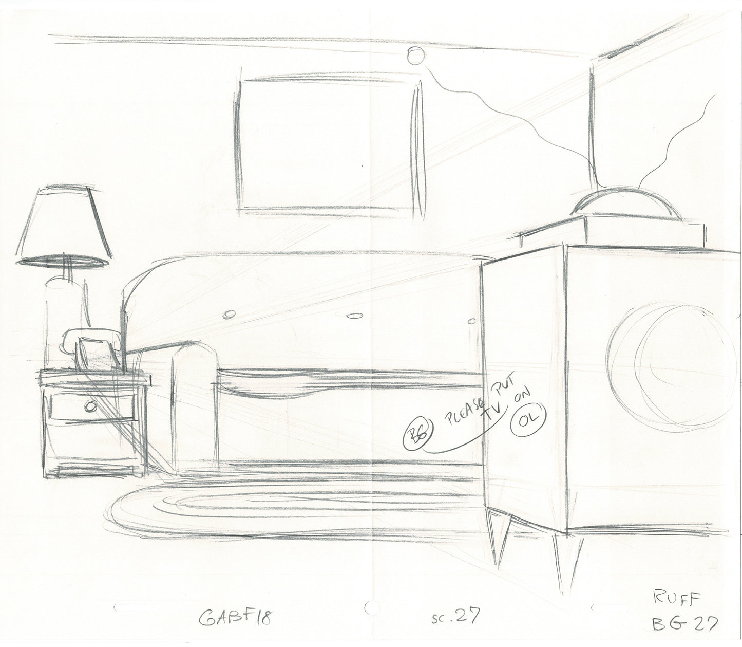 The Simpsons Living Room Original Production Animation Cel Drawing likely from the 1990s Fox B-008