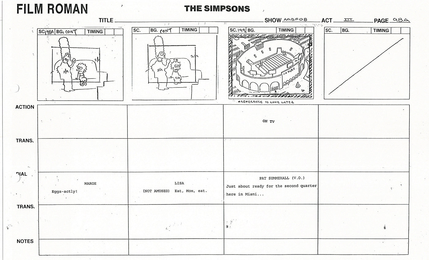 The Simpsons Production Animation Storyboard Copy Fox 1999 AS-08