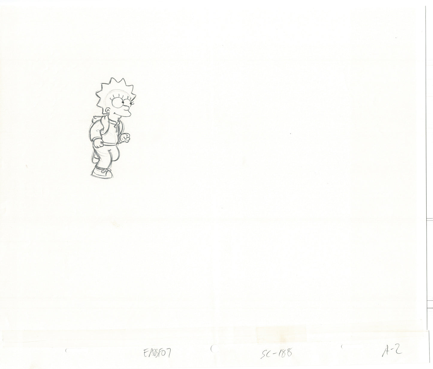 The Simpsons Original Production Animation Cel Drawing likely from the 1990s Fox B-009