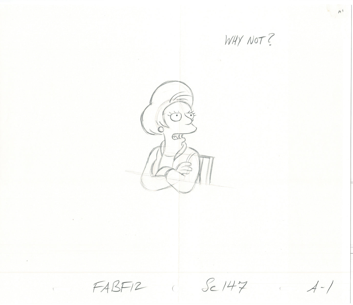 The Simpsons Original Production Animation Cel Drawing likely from the 1990s Fox B-011