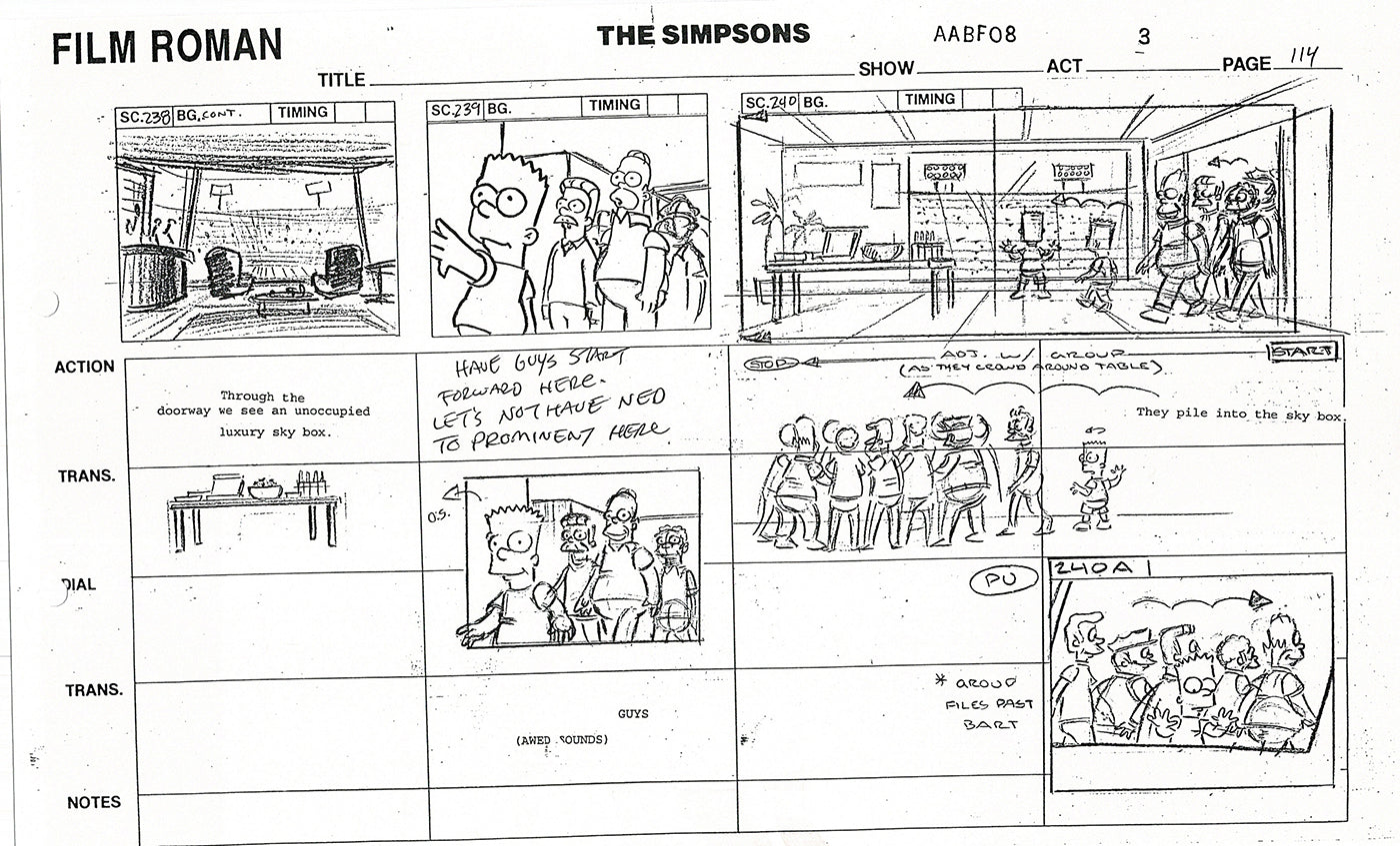 The Simpsons Production Animation Storyboard Copy Fox 1999 AS-27