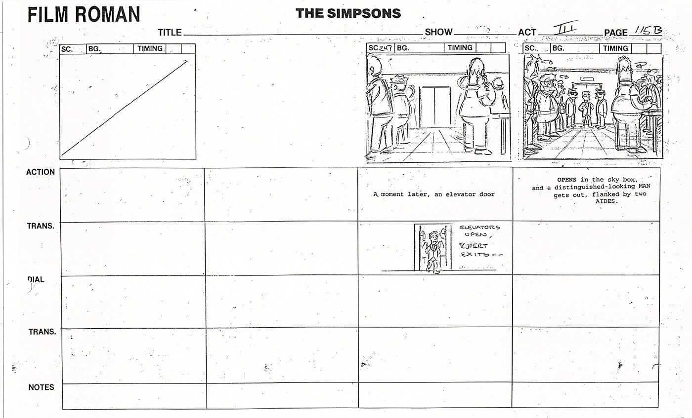 The Simpsons Production Animation Storyboard Copy Fox 1999 AS-31