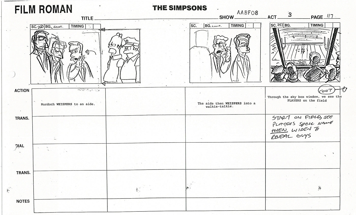 The Simpsons Production Animation Storyboard Copy Fox 1999 AS-33