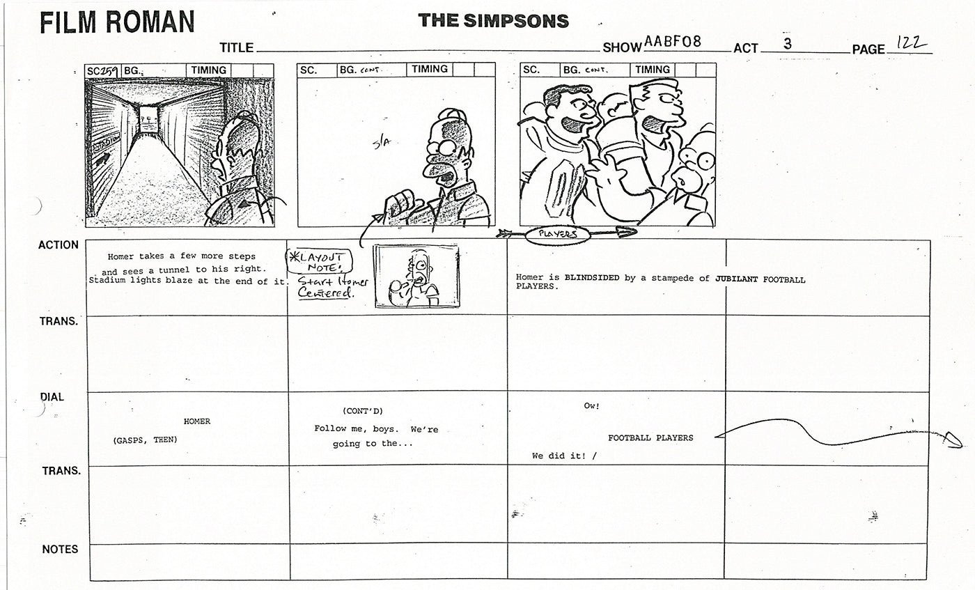 The Simpsons Production Animation Storyboard Copy Fox 1999 AS-38