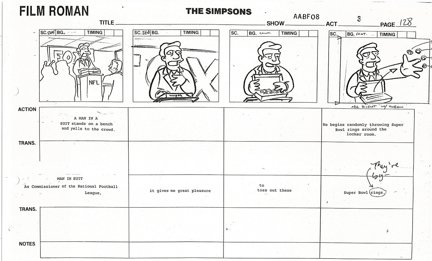 The Simpsons Production Animation Storyboard Copy Fox 1999 AS-45