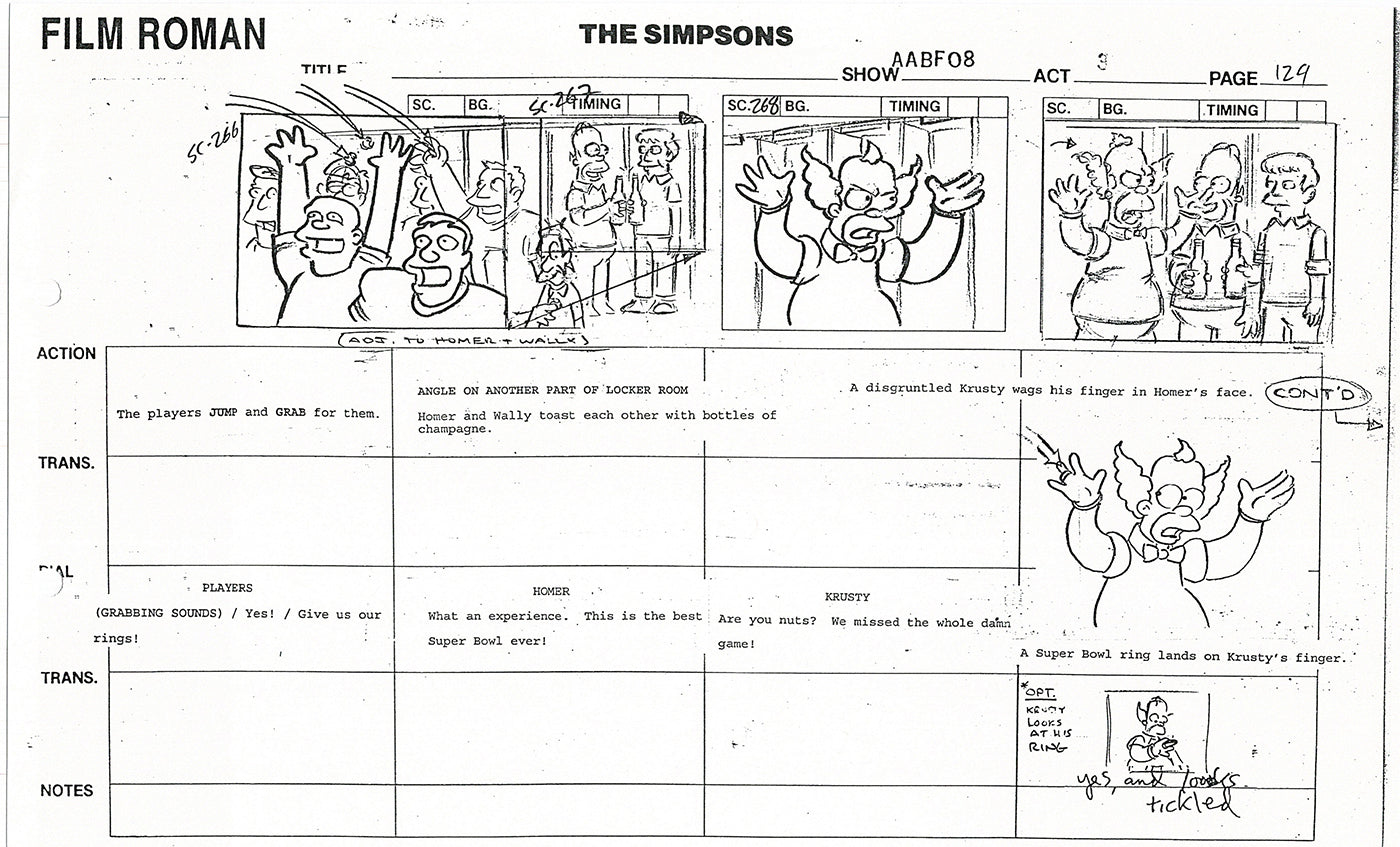 The Simpsons Production Animation Storyboard Copy Fox 1999 AS-46