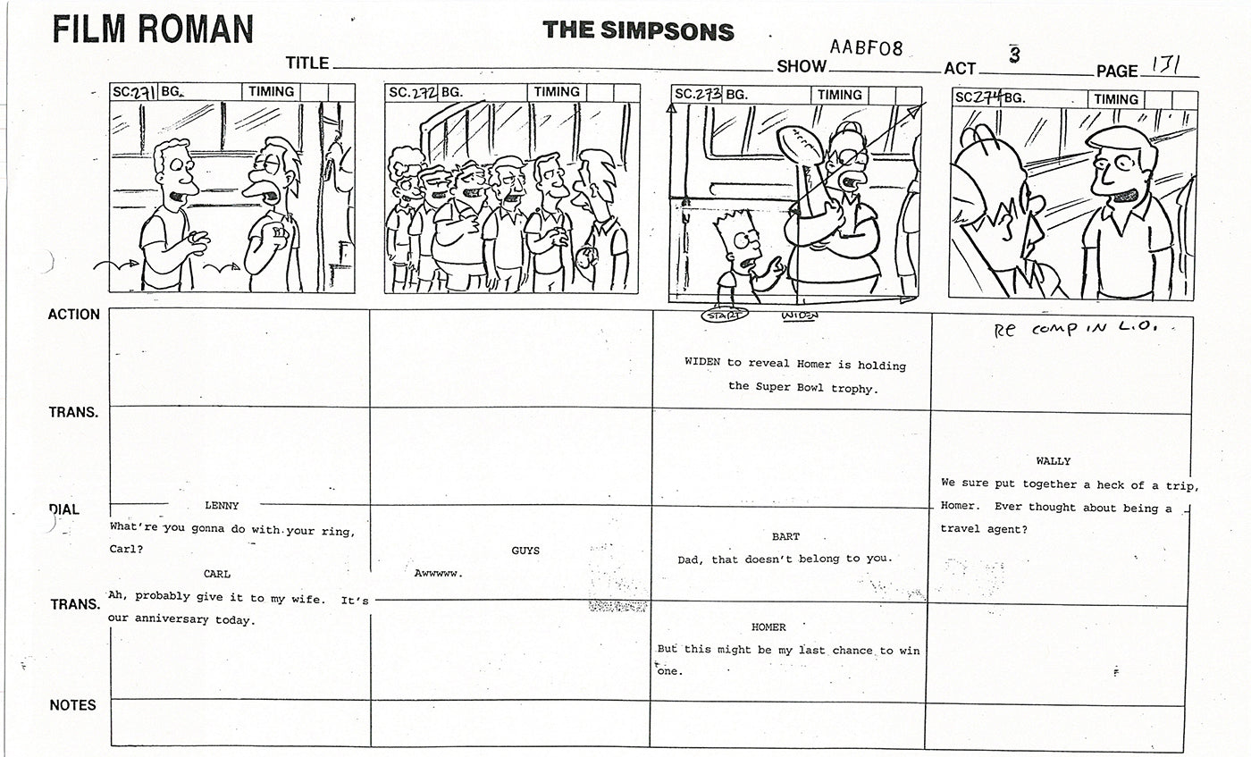 The Simpsons Production Animation Storyboard Copy Fox 1999 AS-48