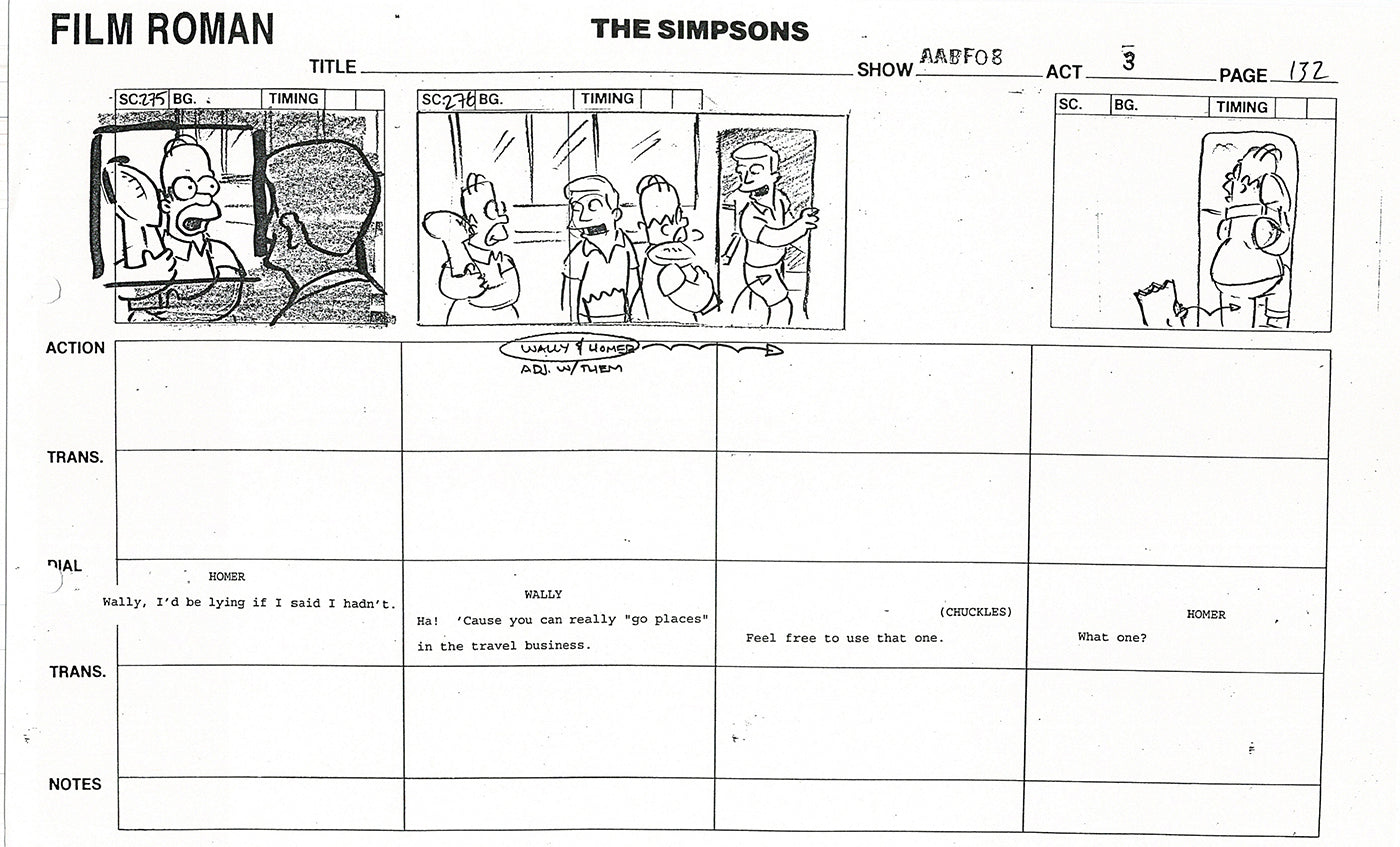 The Simpsons Production Animation Storyboard Copy Fox 1999 AS-49