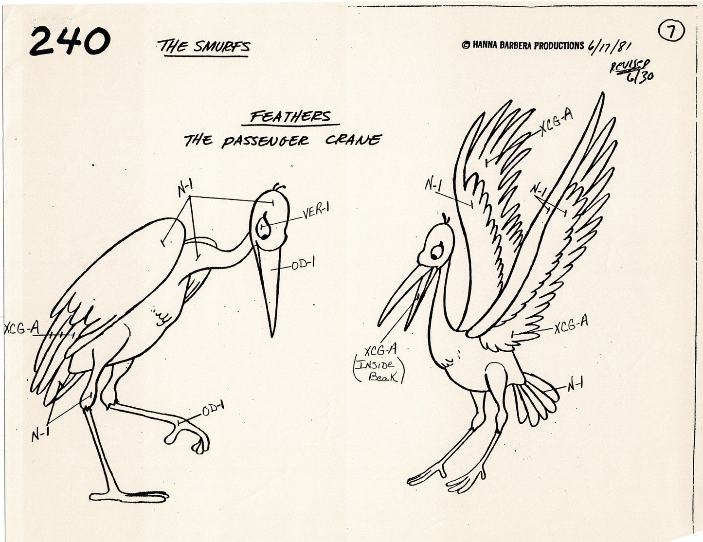 Smurfs Model Sheet Copy Group of 9 Pages 1981 Production Hanna Barbera Smurfette and Papa Smurf