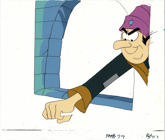 Smurfs Gargamel Original Production Animation Cel + Drawing Hanna Barbera 1980s k1