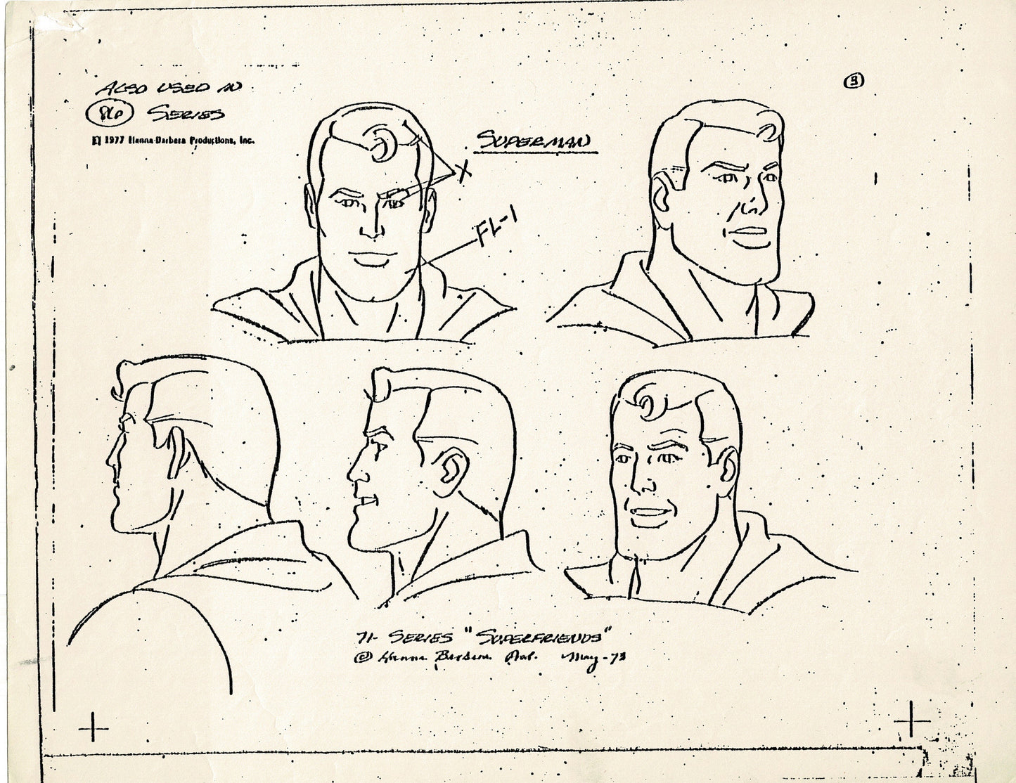 Superfriends 1977 Production Model Sheet Copy Page from Hanna Barbera mc1