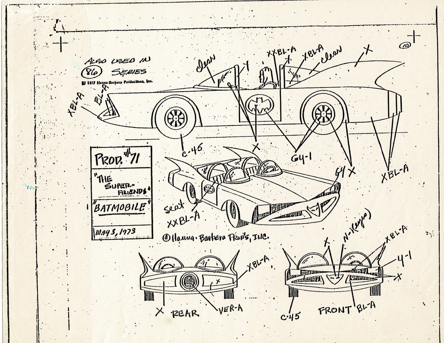 Superfriends 1977 Production Model Sheet Copy Page from Hanna Barbera mc3