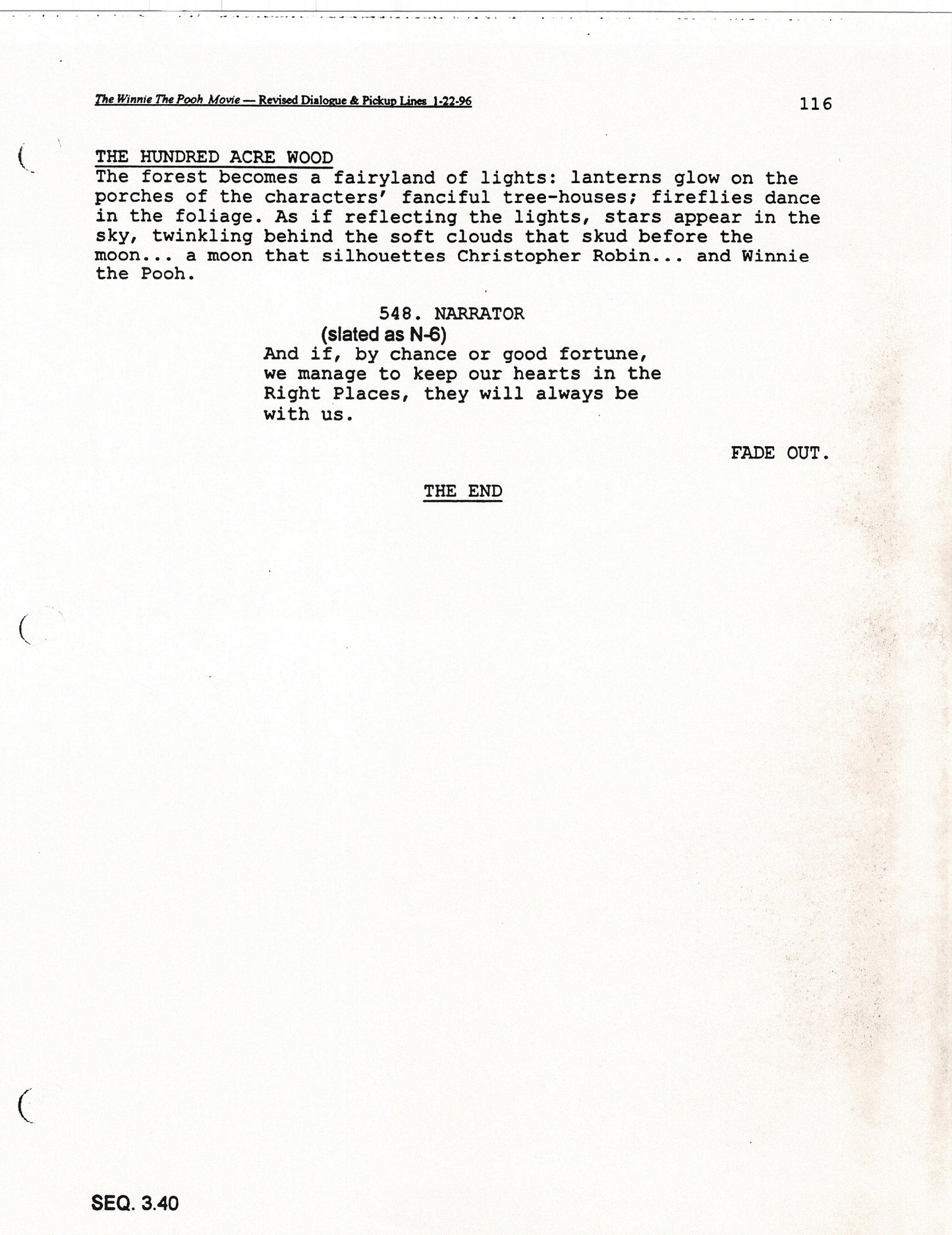 Winnie the Pooh Grand Adventure Disney Production Script Copy grp 1997 96f