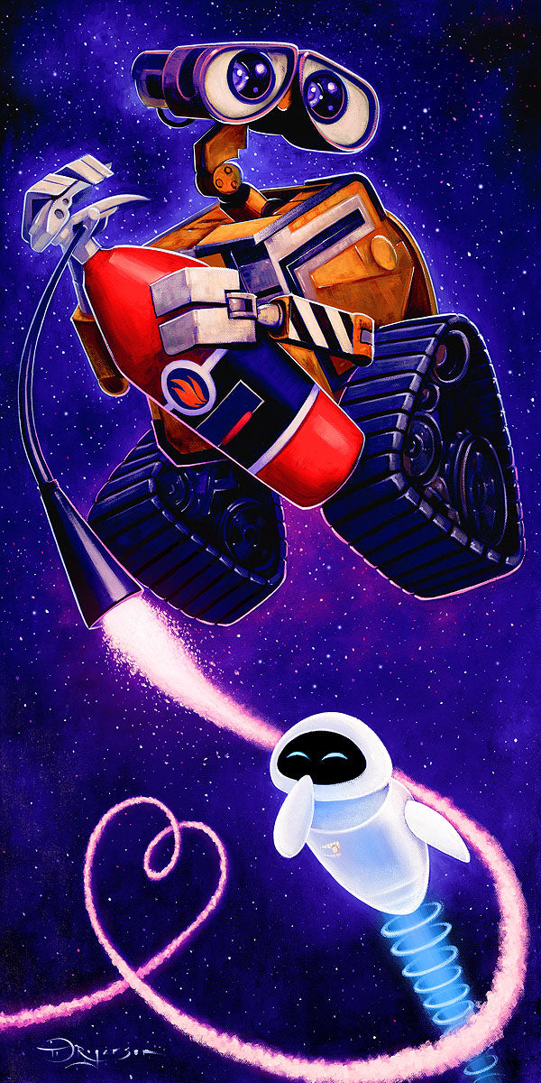 Wall-E Pixar Walt Disney Fine Art Tim Rogerson Signed Limited Edition of  195 Print on Canvas Wall-E and Eve