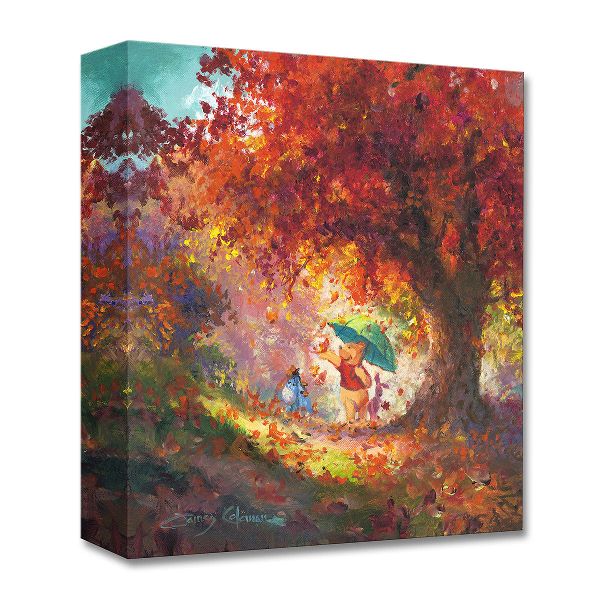 Winnie the Pooh Walt Disney Fine Art James Coleman Ltd Ed of 1500 TOC Treasures on Canvas Print "Autumn Leaves Gently Falling"