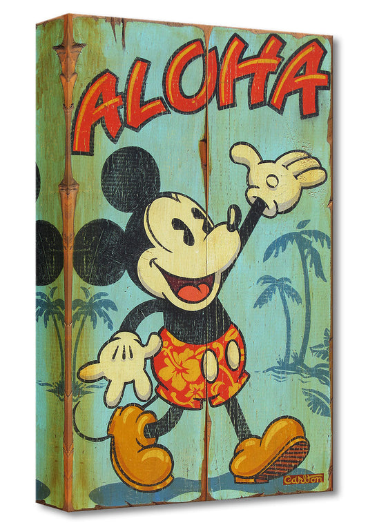 Mickey Mouse Aloha Walt Disney Fine Art Trevor Carlton Ltd Ed of 1500 TOC Treasures on Canvas Print "Welcome to the Islands"