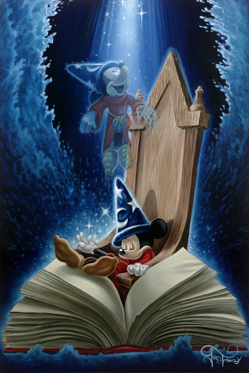 Mickey Mouse Walt Disney Fine Art Jared Franco Signed Limited Edition of 195 on Canvas "Dreaming of Sorcery"