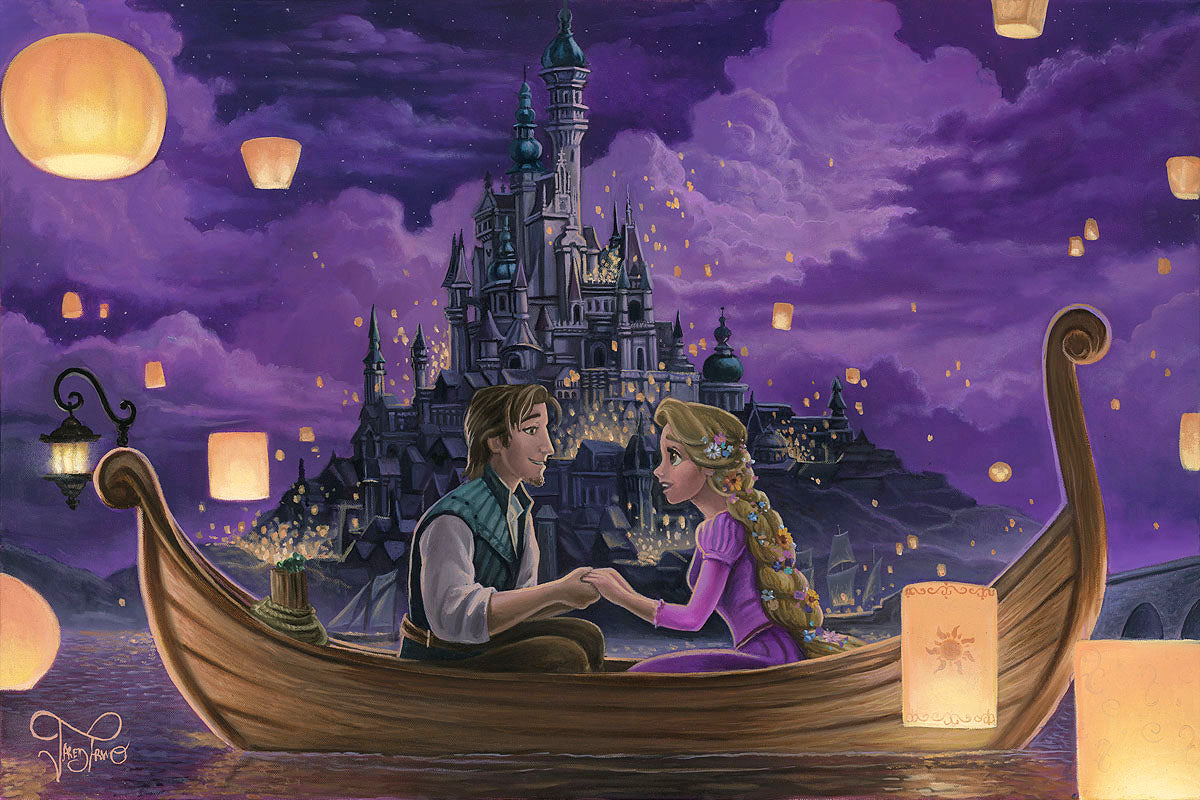 Tangled Walt Disney Fine Art Jared Franco Signed Limited Edition of 195 on Canvas "Festival of Lights"