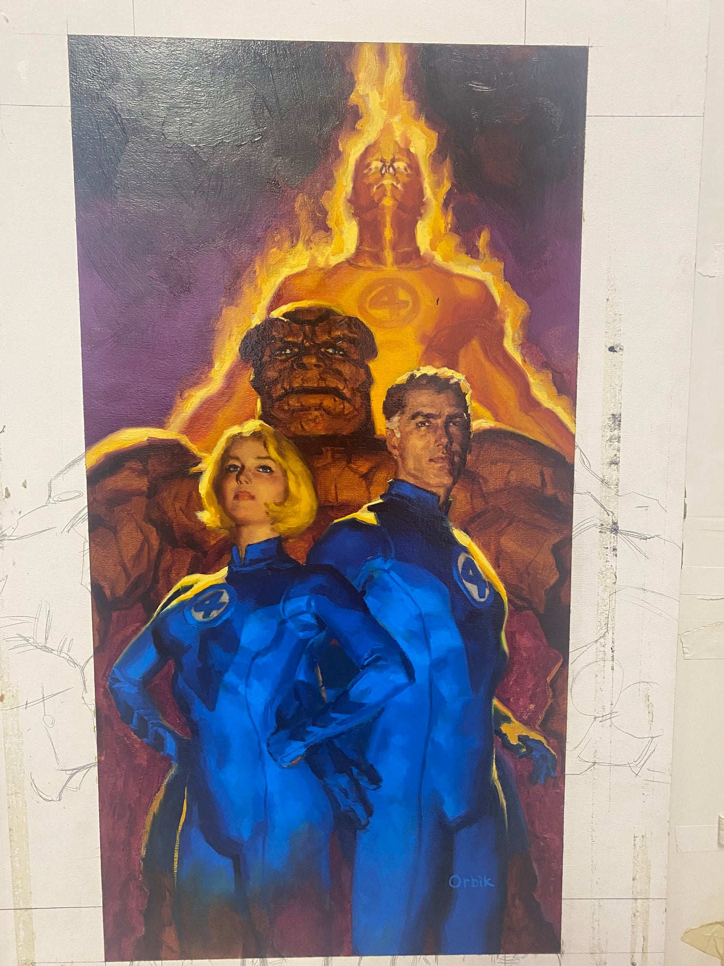 Glen Orbik Original Cover Art Painting for the Fantastic Four Warzone Marvel and Greg Cox 2005