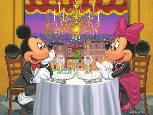 Mickey Mouse Minnie Mouse Walt Disney Fine Art Manuel Hernandez Signed Limited Edition Print of 95 on Canvas "Dinner for Two"
