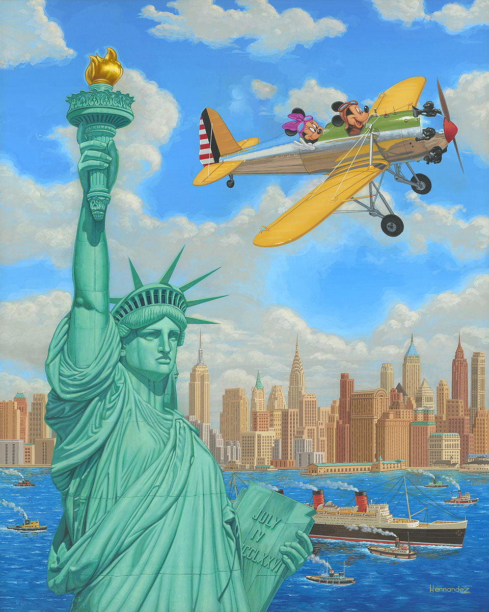 Mickey Mouse Minnie Mouse Statue of Liberty Walt Disney Fine Art Manuel  Hernandez Signed Ltd Ed Print of 195 on Canvas 