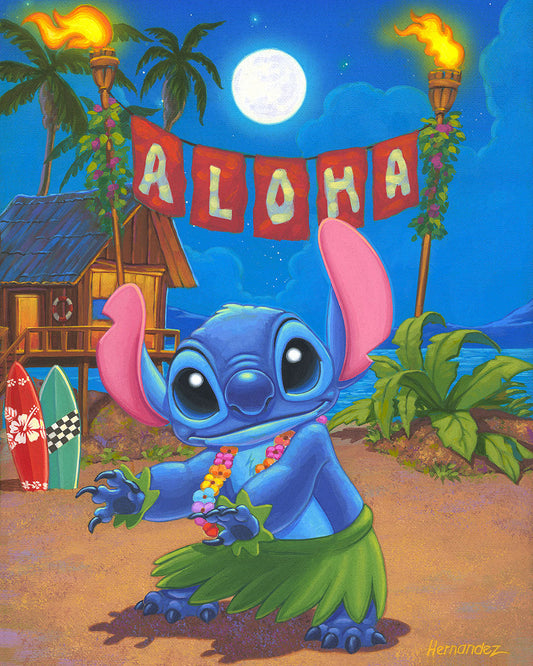 Lilo & Stitch Walt Disney Fine Art Manuel Hernandez Signed Limited Edition Print of 195 on Canvas "Hula Stitch"