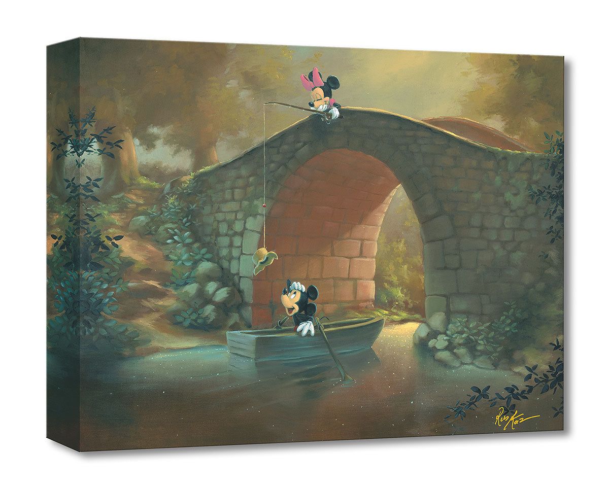 Mickey Mouse Minnie Mouse Fishing Walt Disney Fine Art Rob Kaz Limited  Edition of 1500 Treasures on Canvas Print TOC Hooked on You