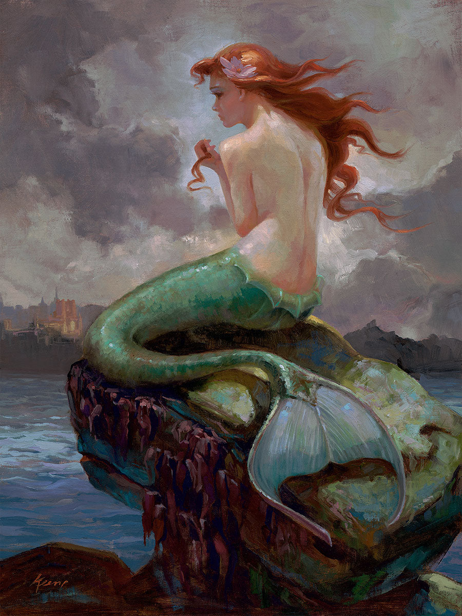 Ariel The Little Mermaid Walt Disney Fine Art Lisa Keene Signed Limited Edition of 95 Print on Canvas "At Odds With the Sea"