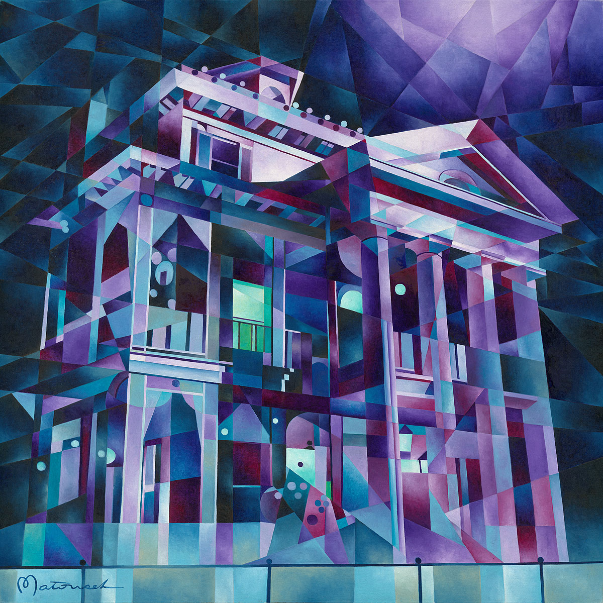 Disney World Walt Disney Fine Art Tom Matousek Signed Limited Edition of 195 on Canvas "The Haunted Mansion"