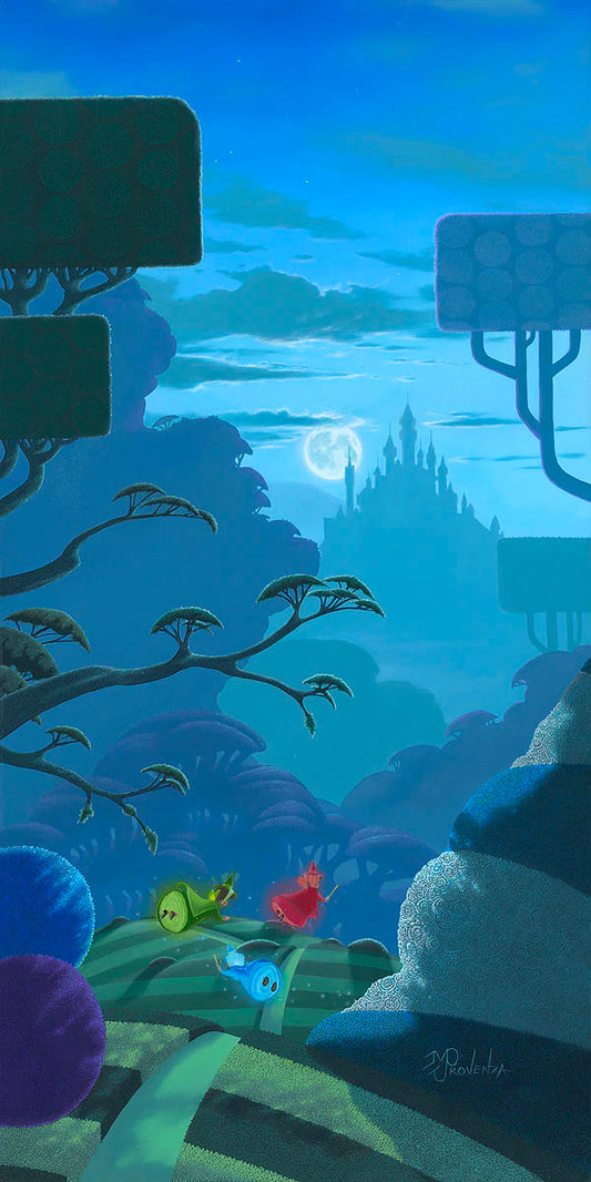 Sleeping Beauty Good Faeries Walt Disney Fine Art Michael Provenza Signed Limited Edition of 195 Print on Canvas "Night Flight"