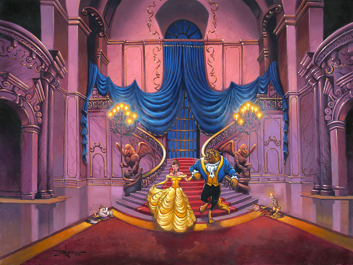 Beauty and the Beast Walt Disney Fine Art Rodel Gonzalez Signed Limited Edition of 195 on Canvas "Tale as Old as Time"