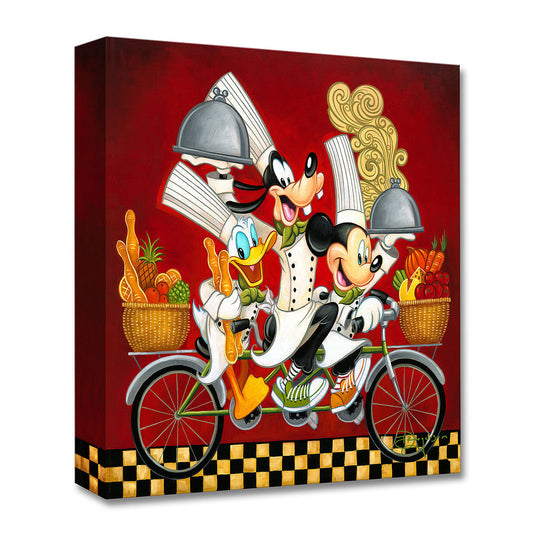 Mickey Mouse Chefs on a Bicycle Walt Disney Fine Art Tim Rogerson Limited Edition Treasures on Canvas Print TOC "Wheeling with Flavor"