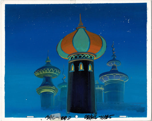 Walt Disney Aladdin Television Production Animation City Background with Overlay Cel from 1994-5 Episode 8