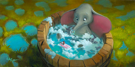 Dumbo and Timothy Walt Disney Fine Art Rob Kaz Signed Limited Edition of 95 on Canvas "Good Clean Fun"