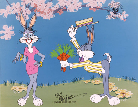 Bonnie & Bugs Bunny Looney Tunes Warner Brothers Limited Edition Animation Cel of 300 Signed by Friz Freleng