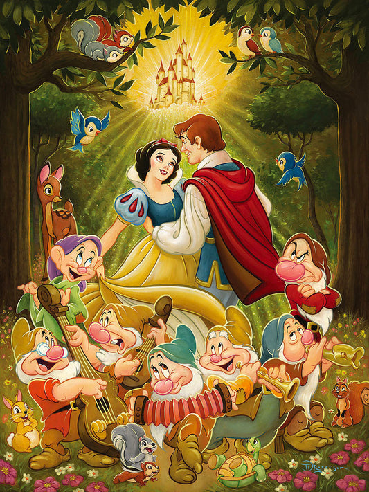 Snow White and the Seven Dwarfs Walt Disney Fine Art Tim Rogerson Signed Limited Edition of 30 on Canvas "Happily Ever After" - PREMIERE ED