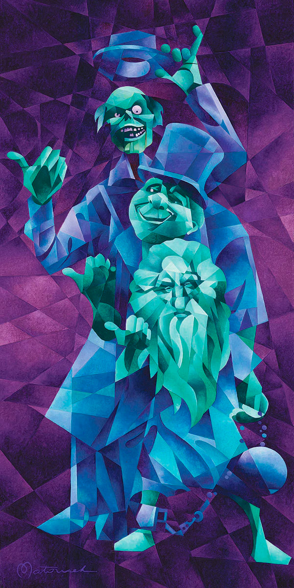 Haunted Mansion Disneyworld Walt Disney Fine Art Tom Matousek Signed Limited Edition of 195 on Canvas "Hitchhiking Ghosts"