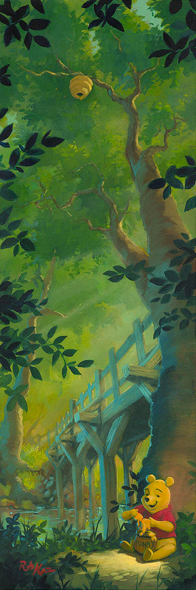 Winnie the Pooh Walt Disney Fine Art Rob Kaz Signed Limited Edition of 195 on Canvas "Hungry for Hunny"