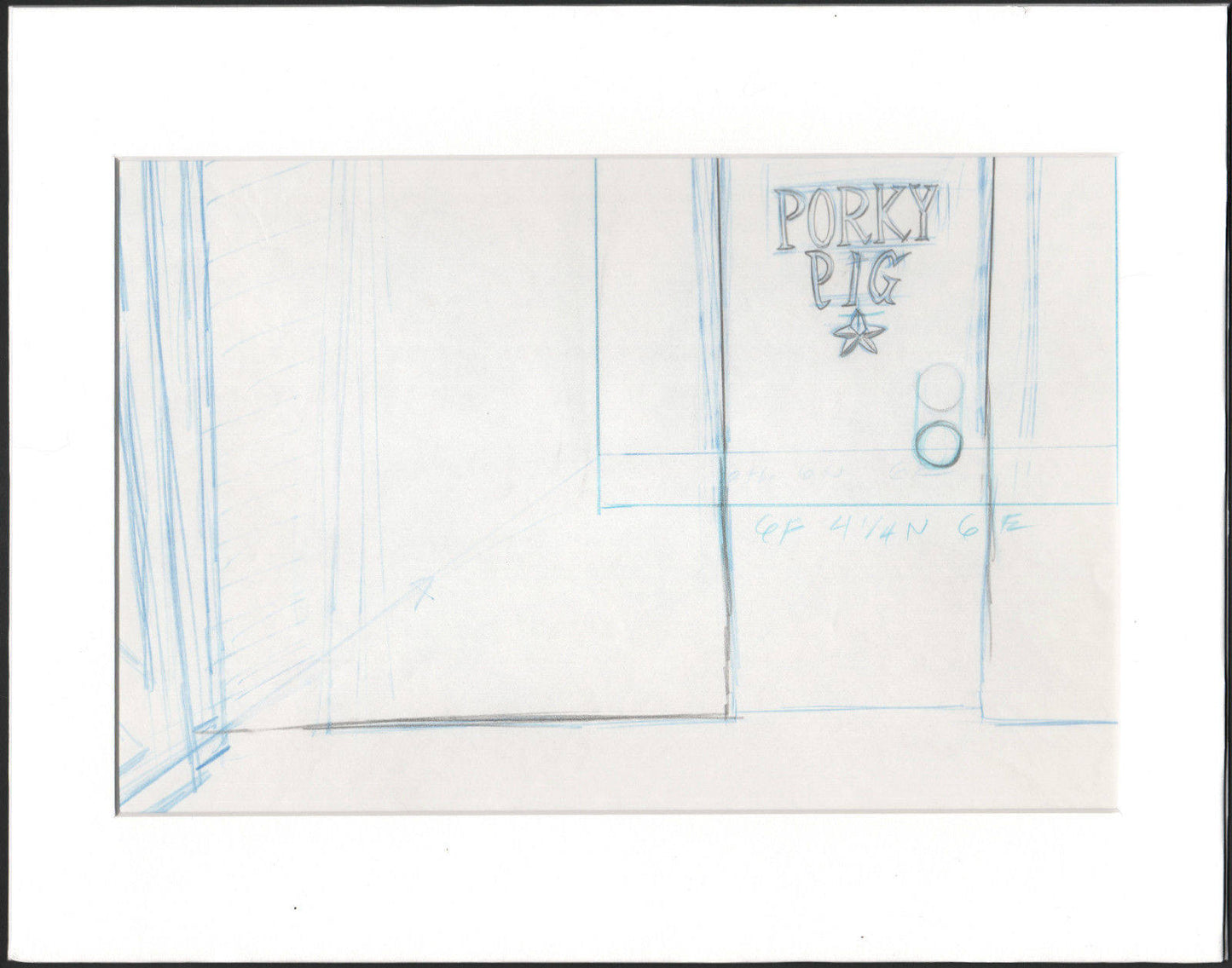 PORKY PIG Looney Tunes dressing room door production layout drawing Warners