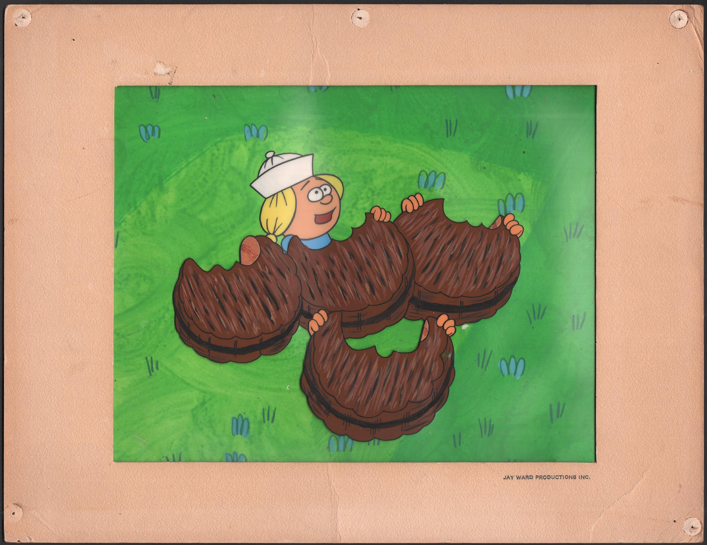 Jay Ward Scooter Pie production animation cel and background commercial 1968