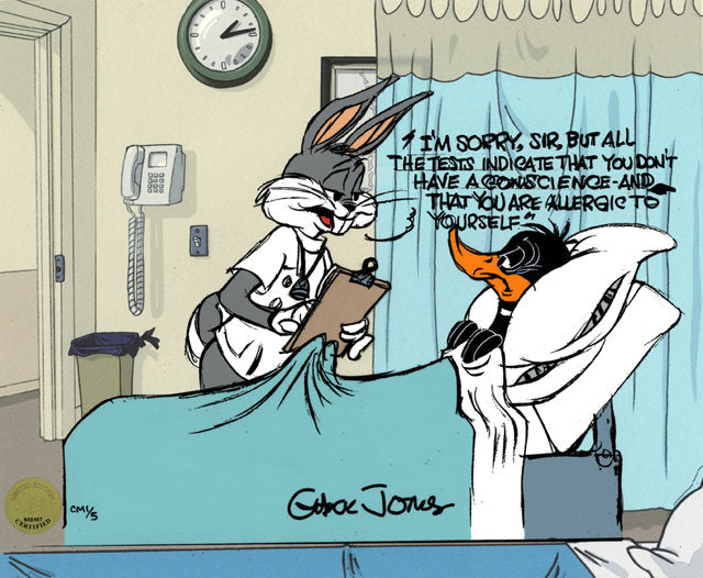 Chuck Jones "Hypo-Duck-Riac" 2001 Warner Brothers Limited Edition Cel of 200 Bugs Bunny Doctor