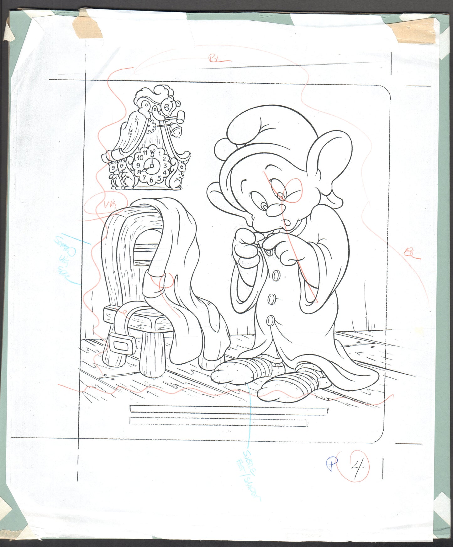 Snow White and the Seven Dwarfs Storybook hand-painted background illustration Dopey 1990s